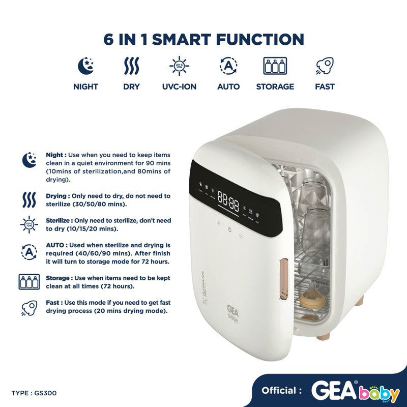 GEA BABY GS-300 Ultimate UVC Sterilizer & Dryer With Plasma Ion / Bottle Sterilizer & Dryer