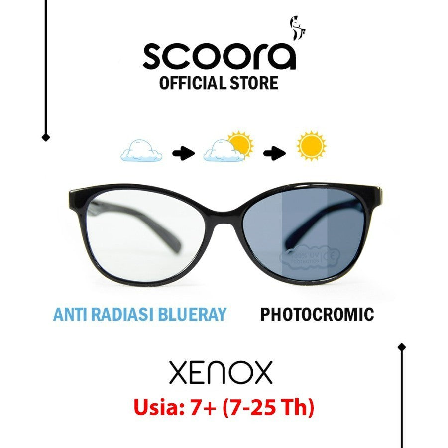 SCOORA Xenox Kacamata Usia Anak 7+ ( 7 - 25 thn ) Anti Radiasi & Anti UV - Variasi Warna