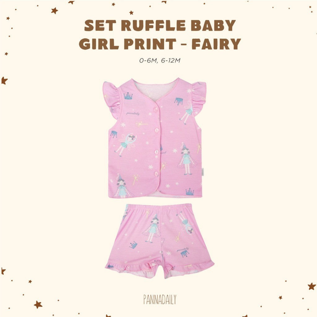 BOHOPANNA - PANNADAILY - SET RUFFLE BABY GIRL PRINT - Setelan Baju Anak Perempuan