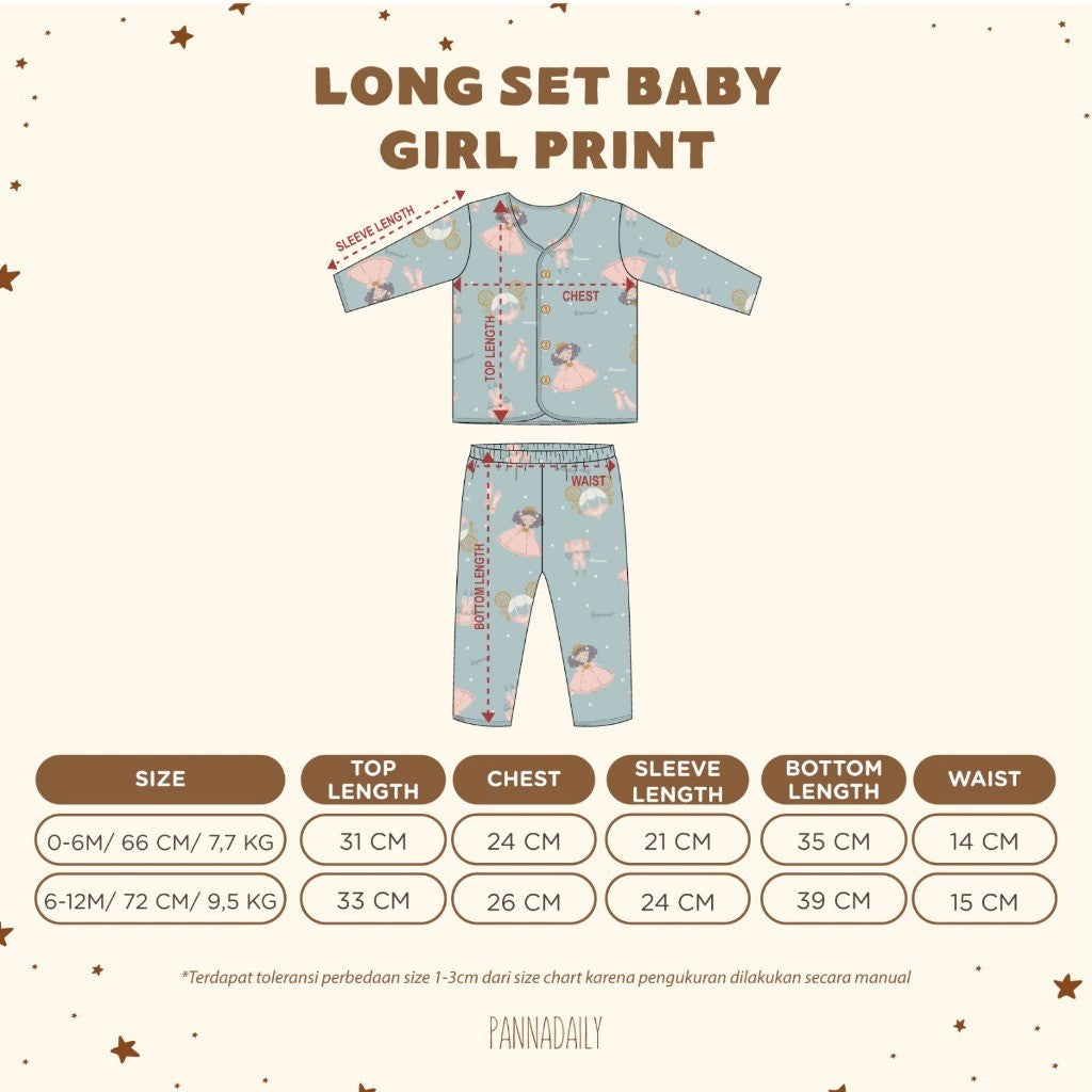 BOHOPANNA - PANNADAILY - LONG SET BABY GIRL PRINT - Setelan Baju Bayi Perempuan