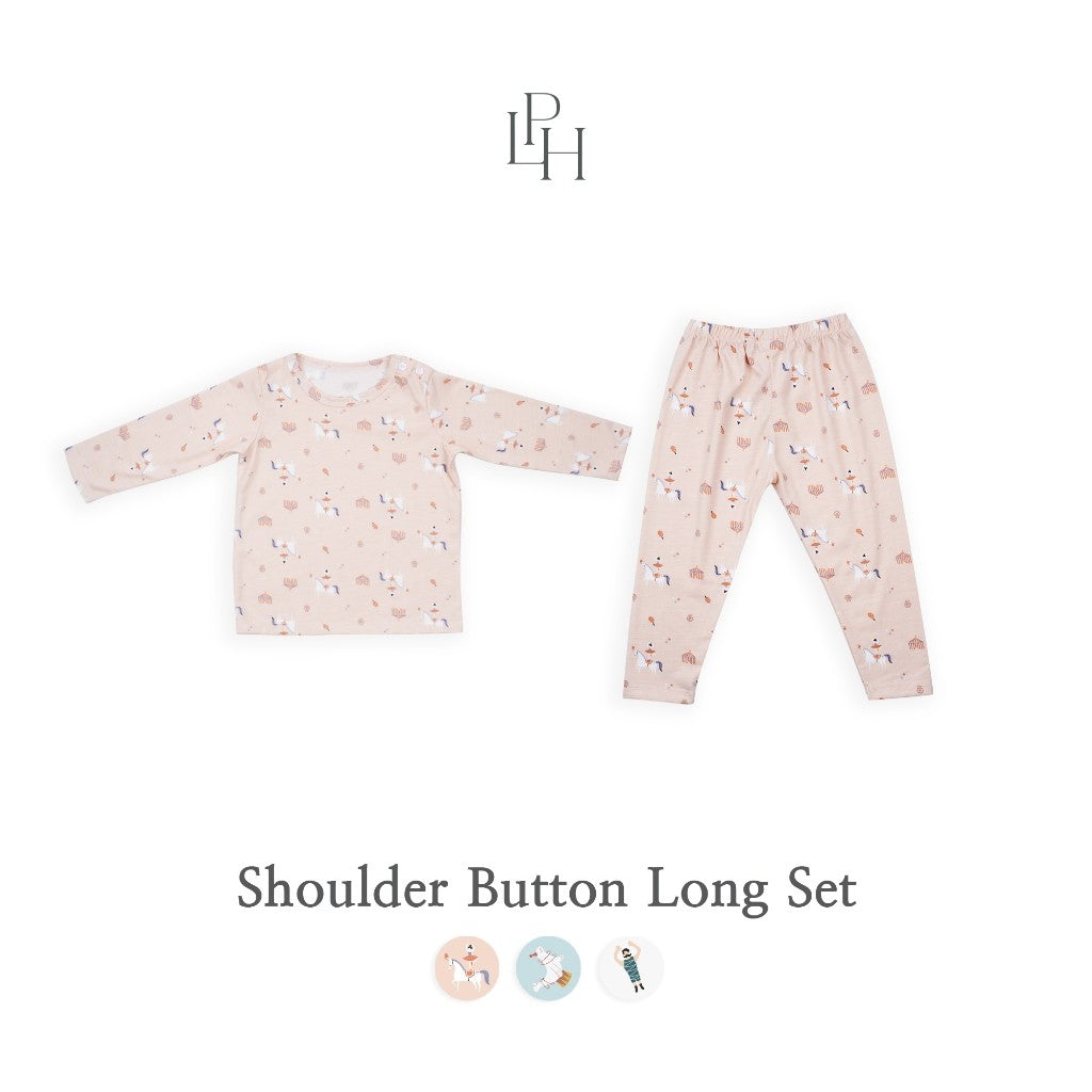 Little Palmerhaus - Little Wear Shoulder Button Long Set 26.0 (Setelan Anak Lengan Panjang)