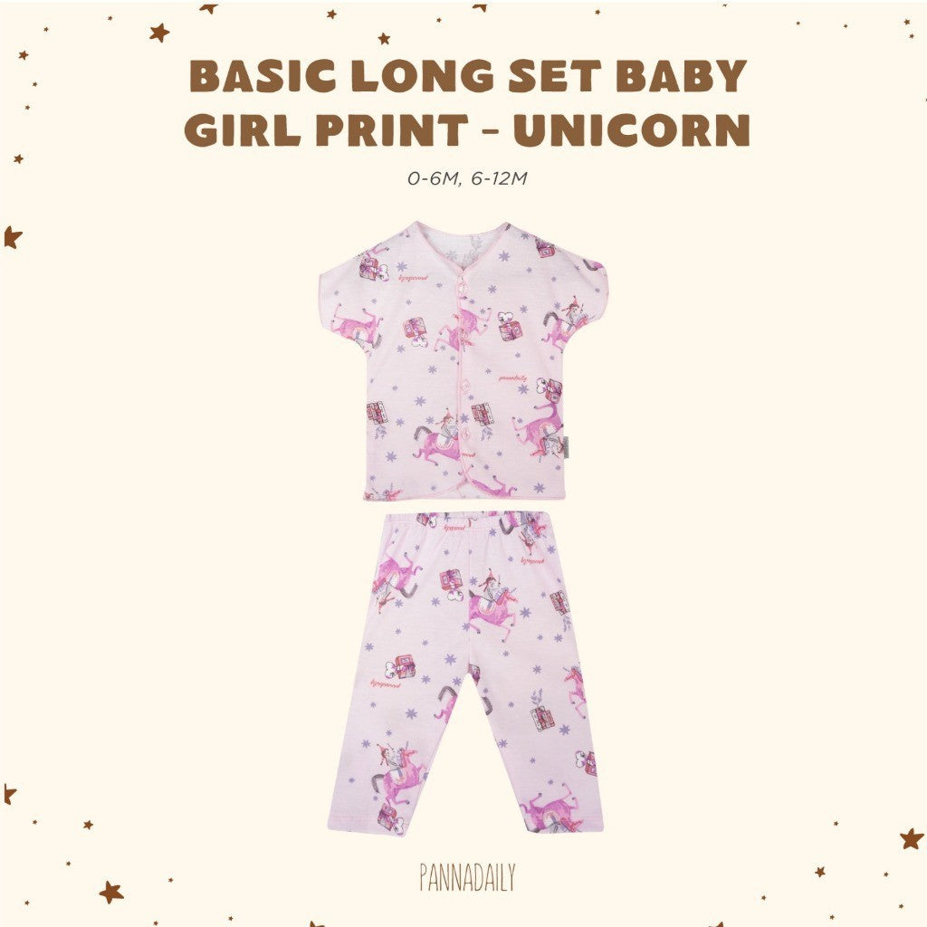 BOHOPANNA - PANNADAILY - BASIC LONG SET BABY GIRL PRINT - Setelan Baju Bayi Perempuan