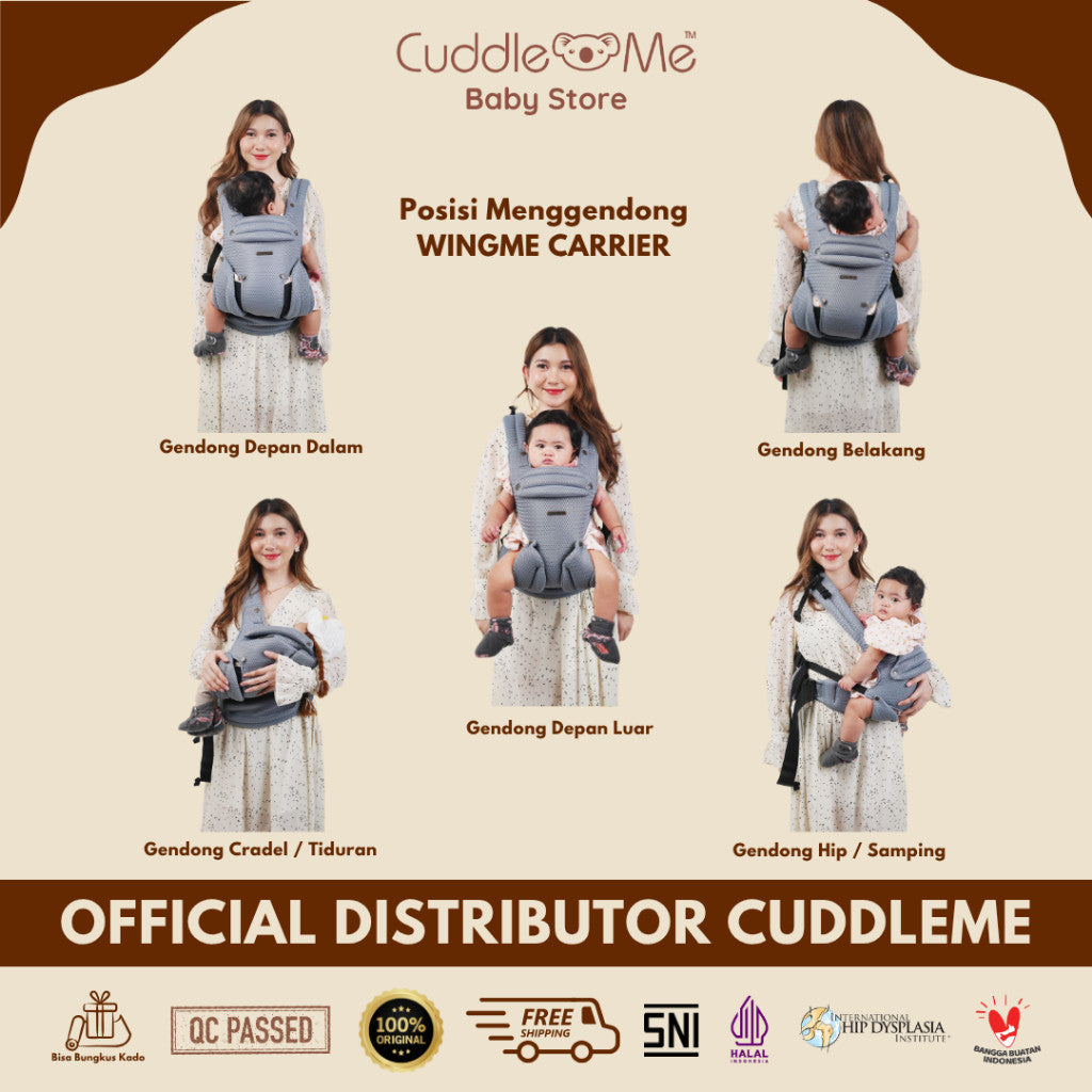 CuddleMe Wingme Carrier Premium Gendongan Depan Non Hipseat Newborn Baby Toddler SSC M Shape Adjustable 5 Posisi Bayi Balita Wing Me Cuddle Me VS Ultimo