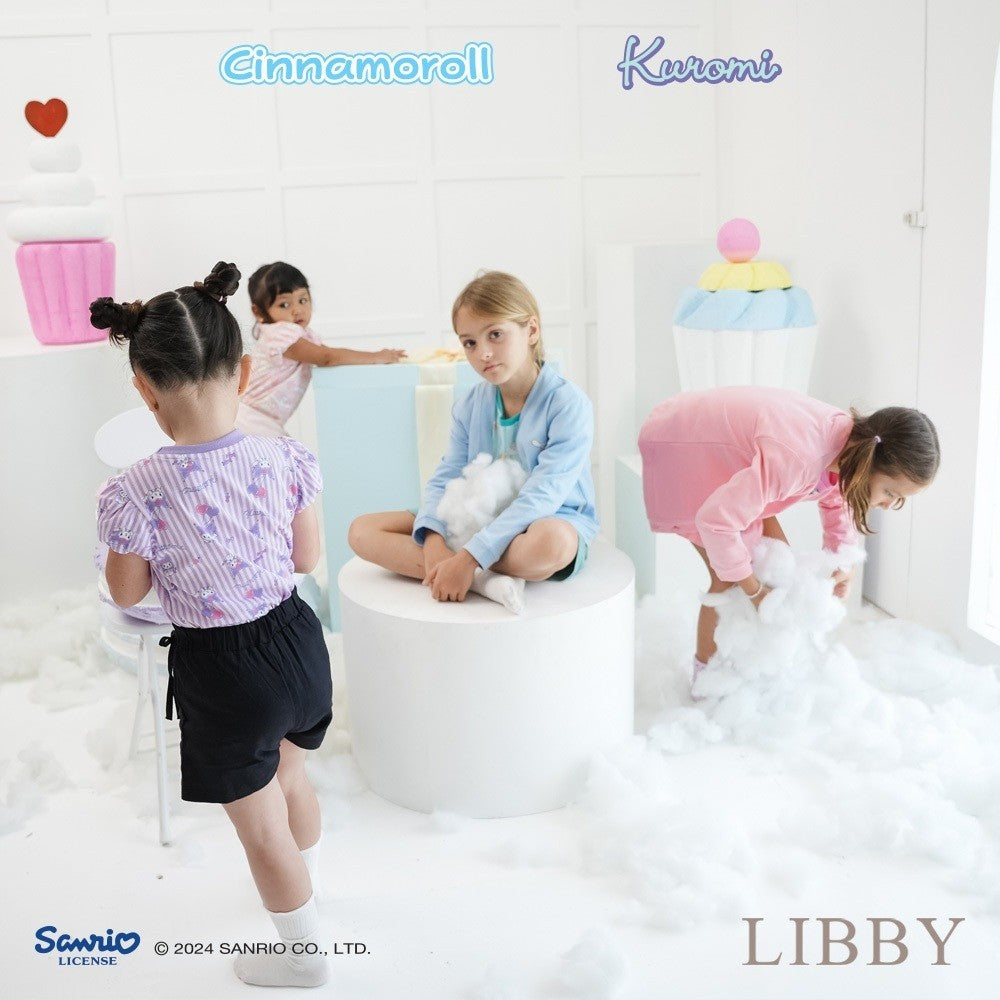 LIBBY Sanrio Setelan Main Anak Perempuan Kirei Tee & Megumi Skort Kuromi Cinnamoroll 9 Bulan - 4 Tahun (1 STEL)