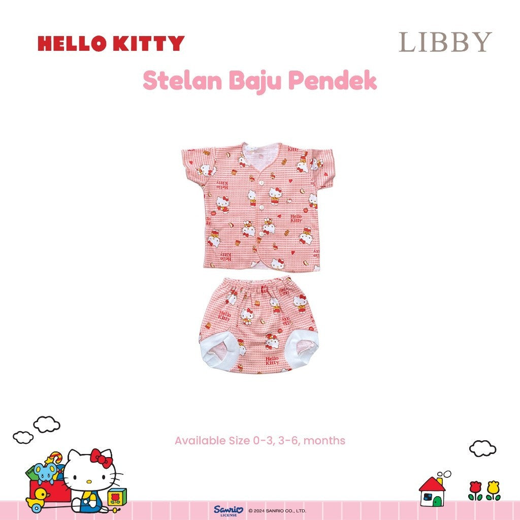 LIBBY Sanrio Setelan Piyama Baju Kancing Newborn Bayi & Anak Kecil Perempuan Kuromi Cinnamoroll Hello Kitty (1 Stel)