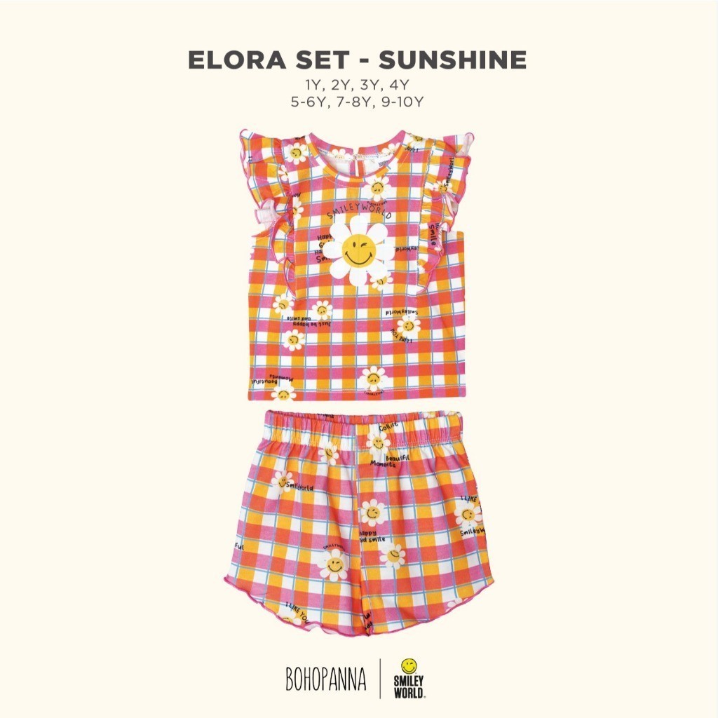 BOHOPANNA - BOHOPANNA X SMILEY - ELORA SET - Setelan Baju Anak Perempuan
