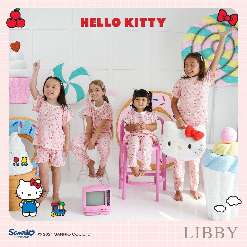LIBBY Sanrio Setelan Piyama Oblong Anak Perempuan Kuromi Cinnamoroll Pink Limited Edition 1 Stel