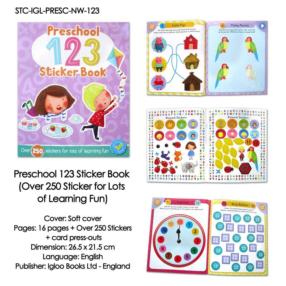 Preschool ABC/123/COLOURS/SHAPES  Sticker Book (Over 250 Sticker for Lots of Learning Fun) [Igloo Books]