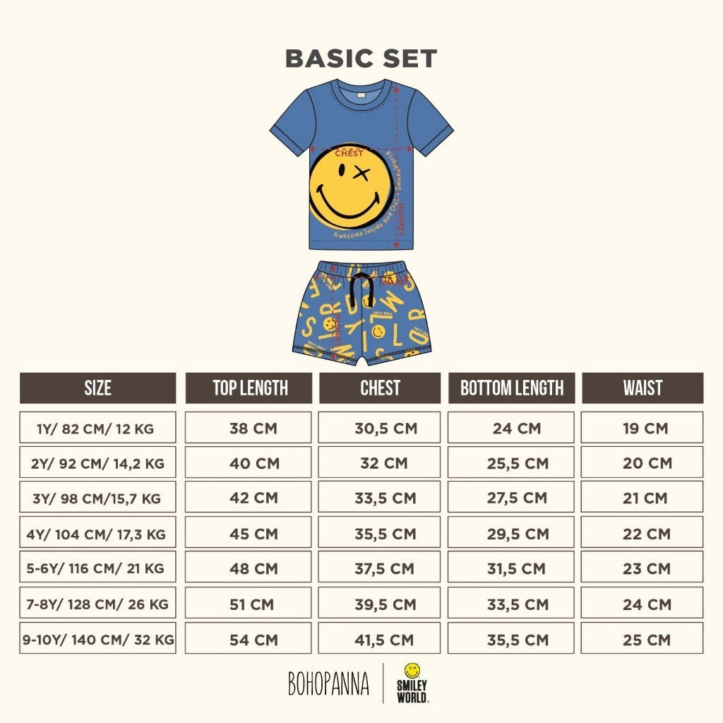 BOHOPANNNA - BOHOPANNA X SMILEY - BASIC SET - Setelan Baju Anak Laki-Laki