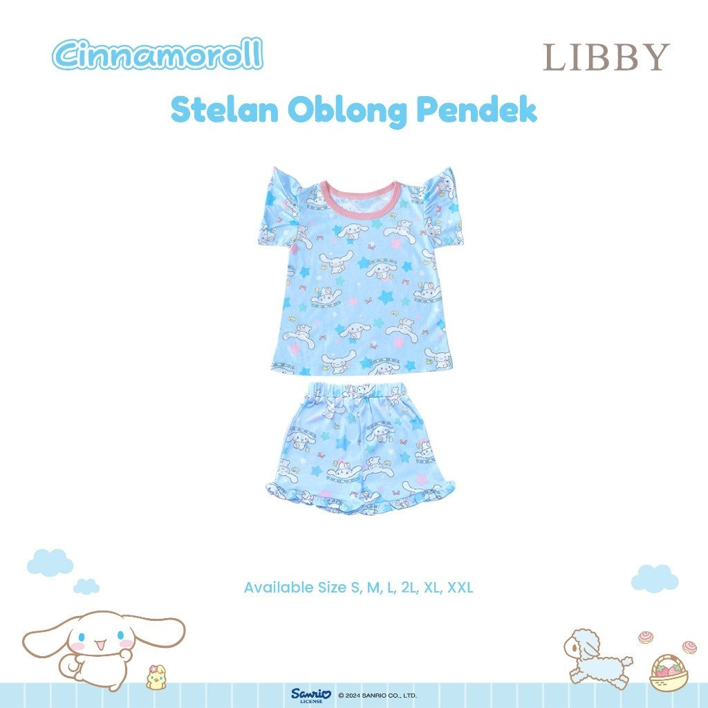 LIBBY Sanrio Setelan Piyama Oblong Anak Perempuan Kuromi Cinnamoroll Hello Kitty (1 Stel)