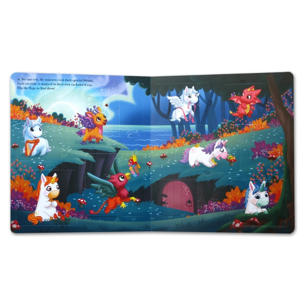 Piucky Penguins/Jurassic Juniors/Unicorns & Friends Flip Flap Fun Board Book Over 40 Flaps! [Phidal]