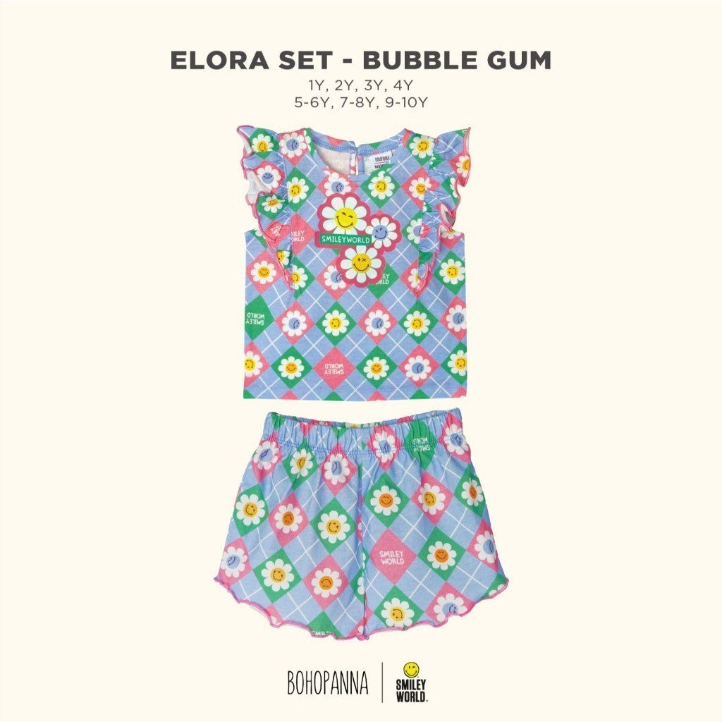 BOHOPANNA - BOHOPANNA X SMILEY - ELORA SET - Setelan Baju Anak Perempuan