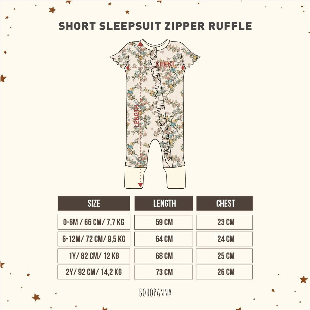 BOHOPANNA - SHORT SLEEPSUIT ZIPPER RUFFLE - Jumper Bayi