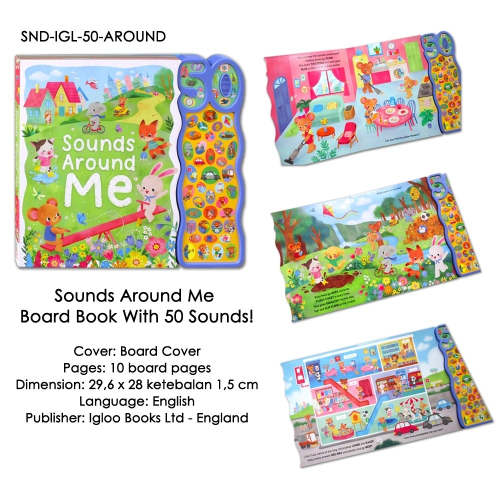 Baby Animals / Around Me Sounds Board Book With 50 Sounds! Buku Cerita Suara