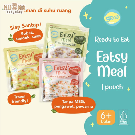 Grouu - Eatsy Meals - Bubur bayi instan atau siap saji, MPASI 6 bulan+ HALAL