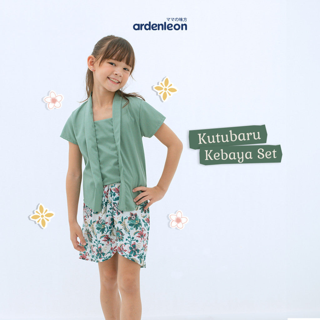ARDENLEON Setelan Anak Perempuan Batik Kutubaru Kebaya Set