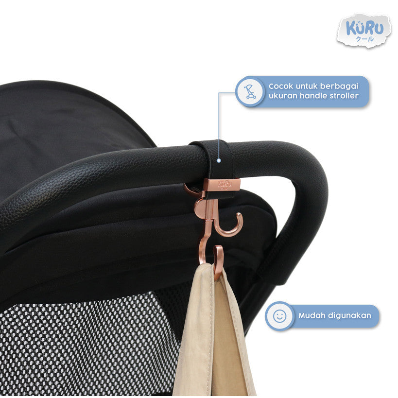 KURU On The Go Metal Stroller Hook Clips | Gantungan Stroller Hooks Premium 2 pcs
