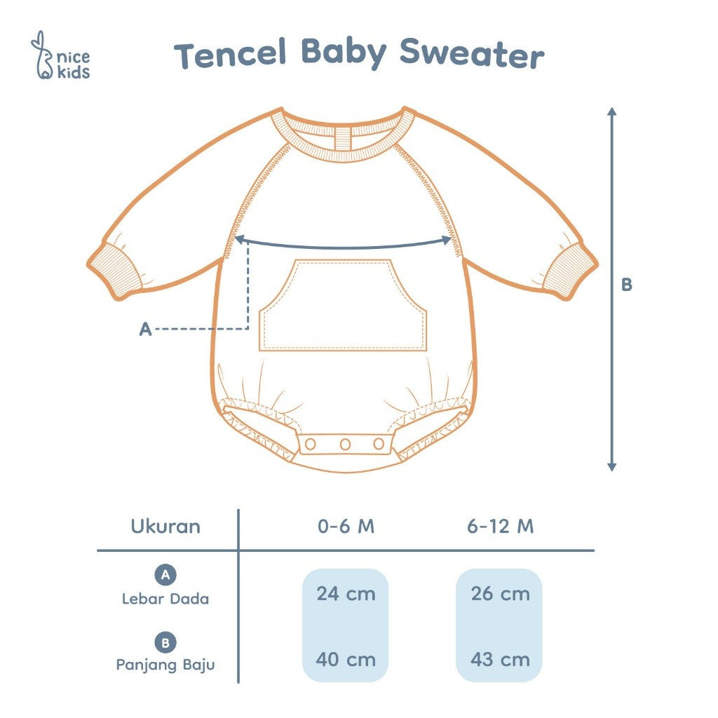 Nice Kids - Tencel Baby Sweater Premium Bodysuit Jumper Bayi Unisex (0-12 Bulan)