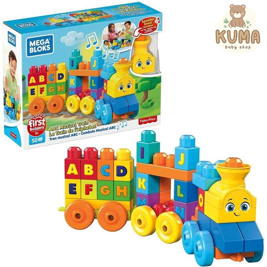 FWK22 Mega Bloks ABC Musical Train Building Set (50 pieces) - Mainan Balok Susun Edukasi Anak