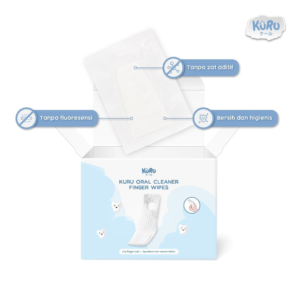 Kuru Oral Cleaner Finger Wipes | Pembersih Lidah Gigi Gusi Mulut isi 30pcs
