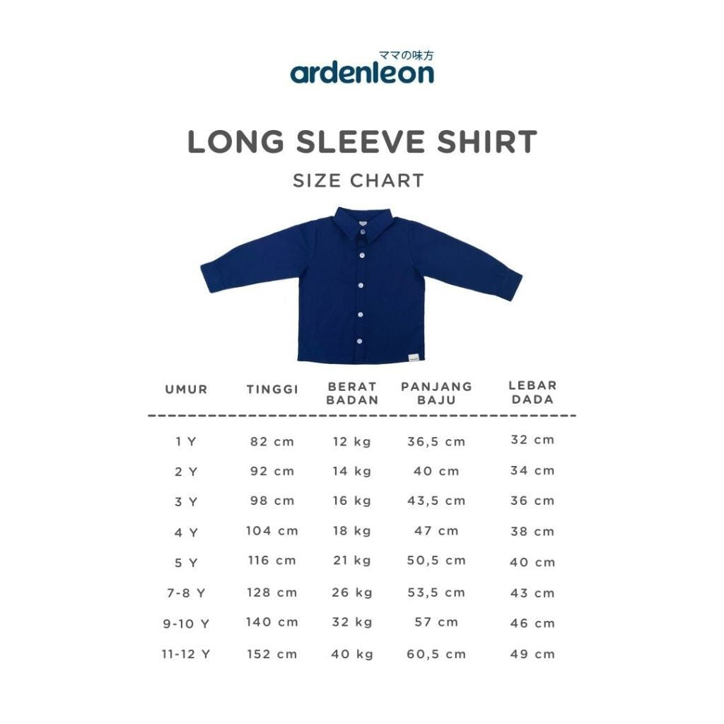 ARDENLEON Atasan Kemeja Anak Laki Laki Panjang Long Sleeves Shirt