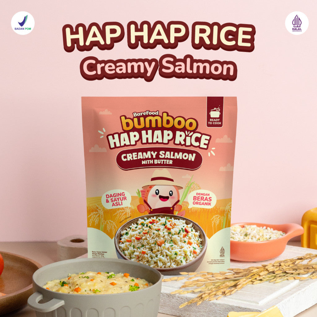 BUMBOO Hap Hap Rice - 100% Beras Organik Tanpa Pestisida - Double Protein Hewani - Bahan Alami - Tanpa Pengawet