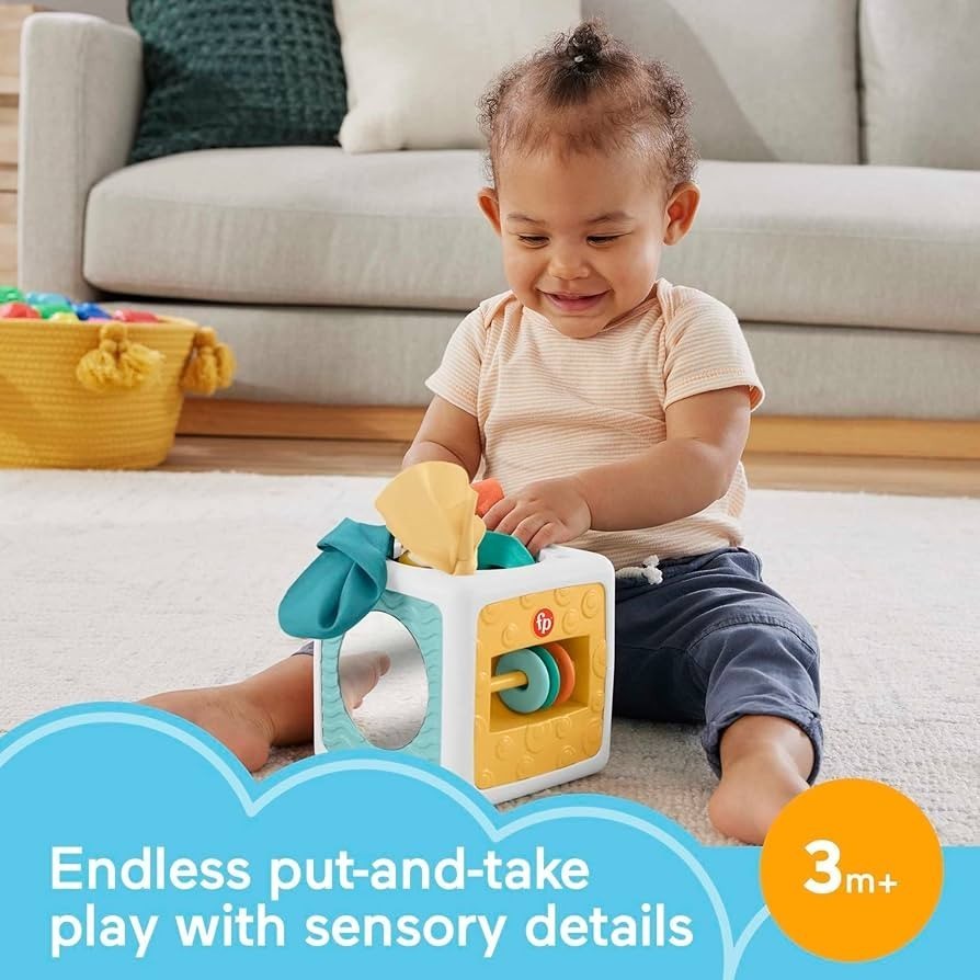 fisher price tissue fun activity cube hml64 mainan Anak Bayi Sensory