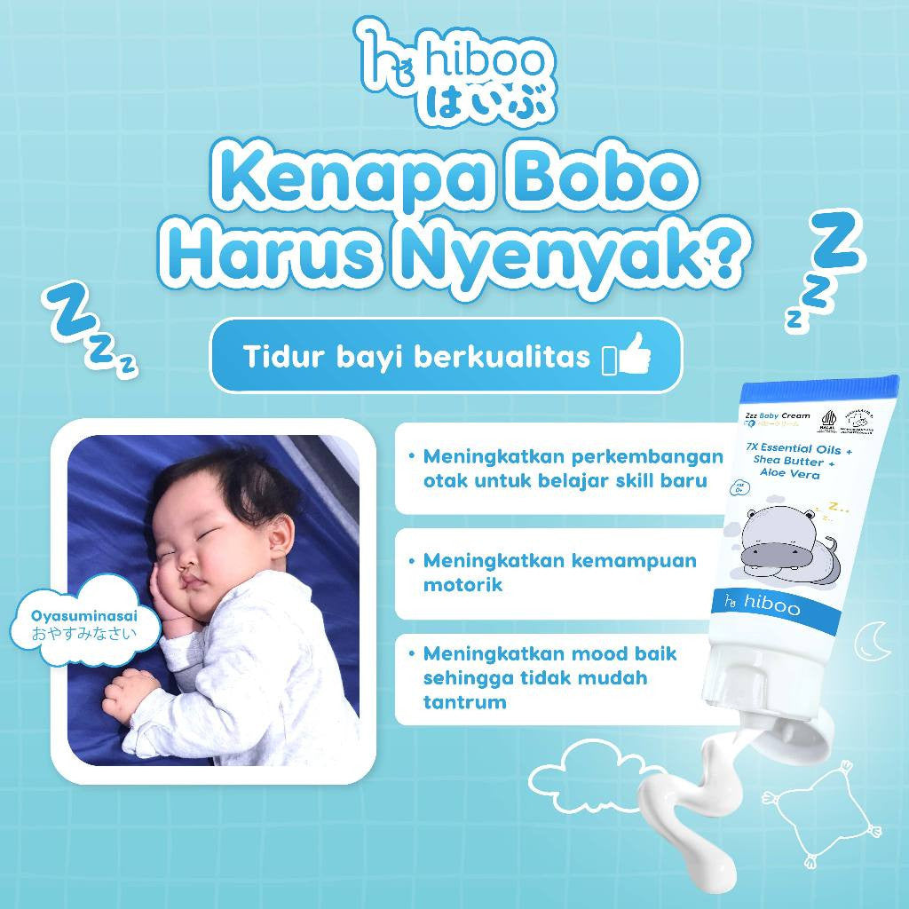 hiboo Zzz Deep Sleep Baby Cream 30 gr 7X Essential Tidur & Kolik – Calming Baby Cream Skincare Anak Bayi Newborn Body Lotion Mama’s A77