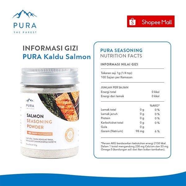 Pura Kaldu Asli | Bumbu Kaldu Salmon (100gr) - Salmon Seasoning Powder - Kaldu Mpasi - BB Boster - No Msg - No Gula - Kaldu Serbaguna