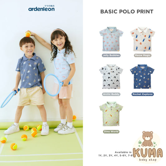 ARDENLEON Kemeja Polo Anak Basic Polo Shirt Print Unisex
