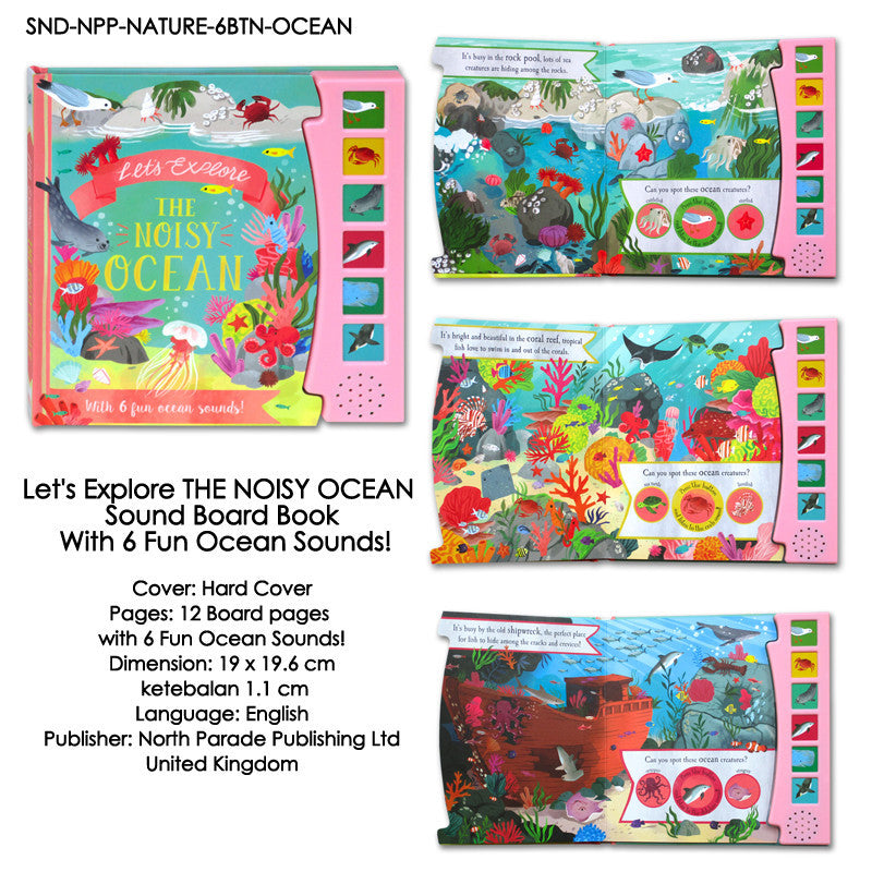 [NPP] Let's Explore THE NOISY GARDEN / JUNGLE / OCEAN / WOOD Sound Board Book With 6 Fun Sounds!