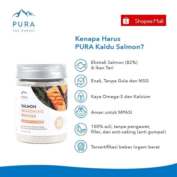 Pura Kaldu Asli | Bumbu Kaldu Salmon (100gr) - Salmon Seasoning Powder - Kaldu Mpasi - BB Boster - No Msg - No Gula - Kaldu Serbaguna