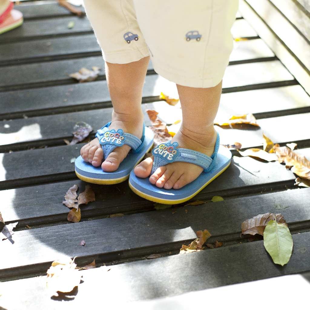 Zuma Baby Cocomelon 3 Blue Yellow, Sandal Jepit Bayi Karet Tali Belakang, Biru Kuning