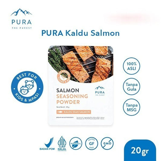 Pura Kaldu Asli | Bumbu Kaldu Salmon (20gr) - Salmon Seasoning Powder - Kaldu Mpasi - BB Boster - No Msg - No Gula - Kaldu Serbaguna