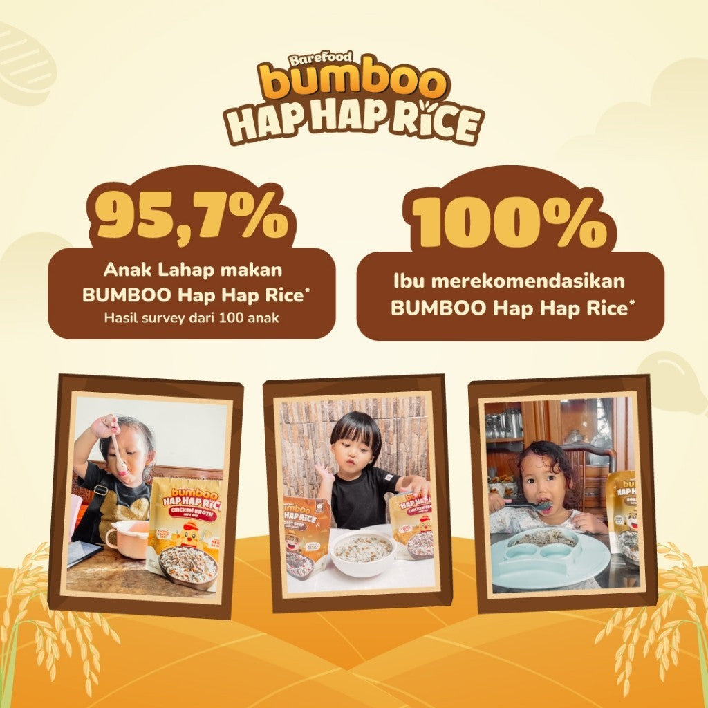 BUMBOO Hap Hap Rice - 100% Beras Organik Tanpa Pestisida - Double Protein Hewani - Bahan Alami - Tanpa Pengawet