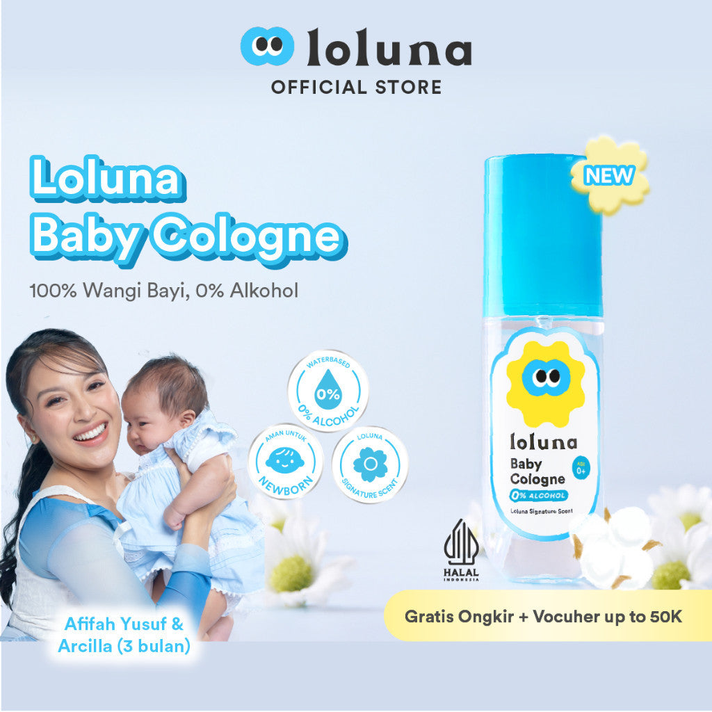 Loluna Baby Cologne - Parfum Bayi tahan lama untuk Kulit Sensitif  - Non Alkohol/Aman untuk newborn
