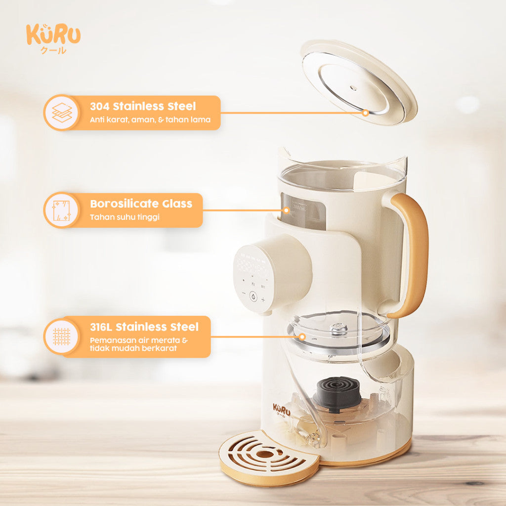 Kuru Smart Water Dispenser 2L | Pemanas Air Susu Bayi, Kopi & Teh | Touch Screen + Child Lock