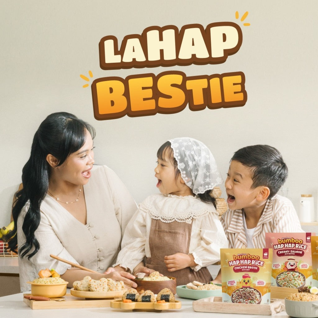 BUMBOO Hap Hap Rice - 100% Beras Organik Tanpa Pestisida - Double Protein Hewani - Bahan Alami - Tanpa Pengawet