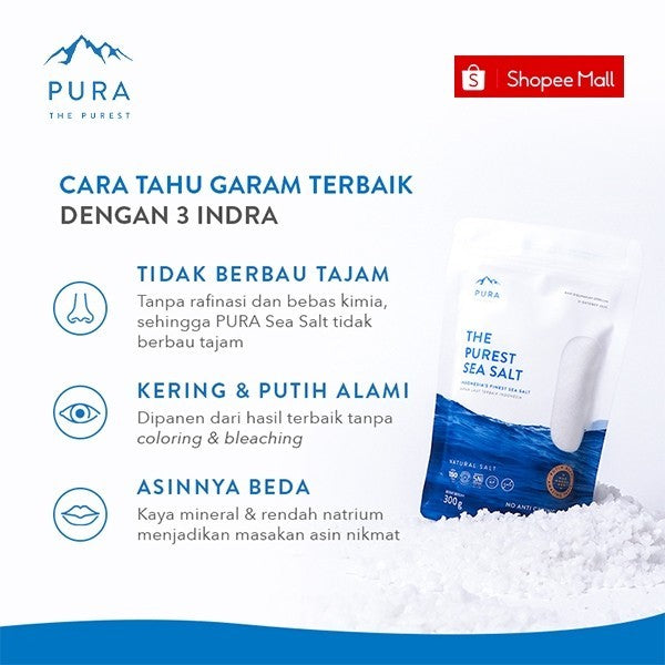 Pura Sea Salt Fine (300gr) - Garam Laut Halus - Garam Organik - Garam Natural - Garam Laut Murni - Garam Sehat - Garam Rendah Natrium - Garam Sehat