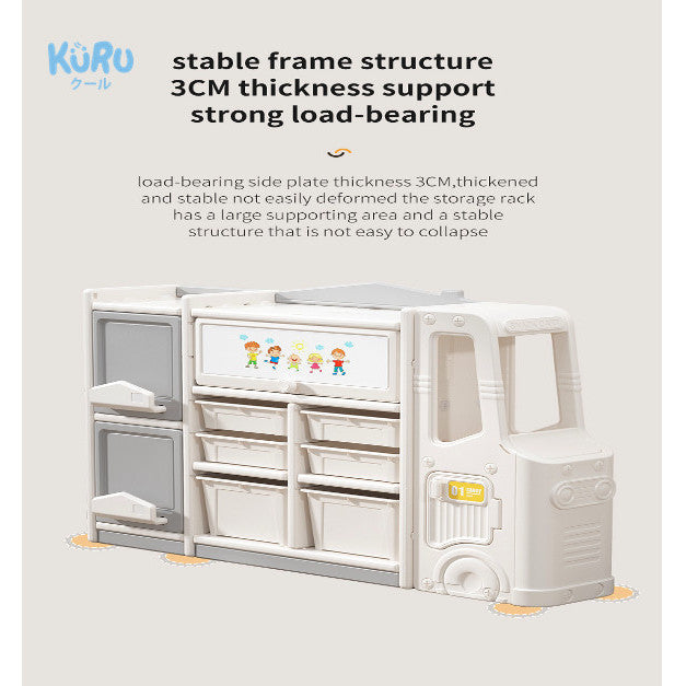 Kuru F05 Bus Design Kids Toy Storage Organizer Plastic Cabinet | Rak Lemari Mainan Anak Multifungsi