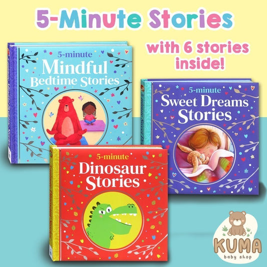[Imagine That] 5-Minute Mindfull / Dinosaur / Sweet Dreams Stories Book (6 stories) with shiny foil on front cover - tema cerita tentang family, caring, and love