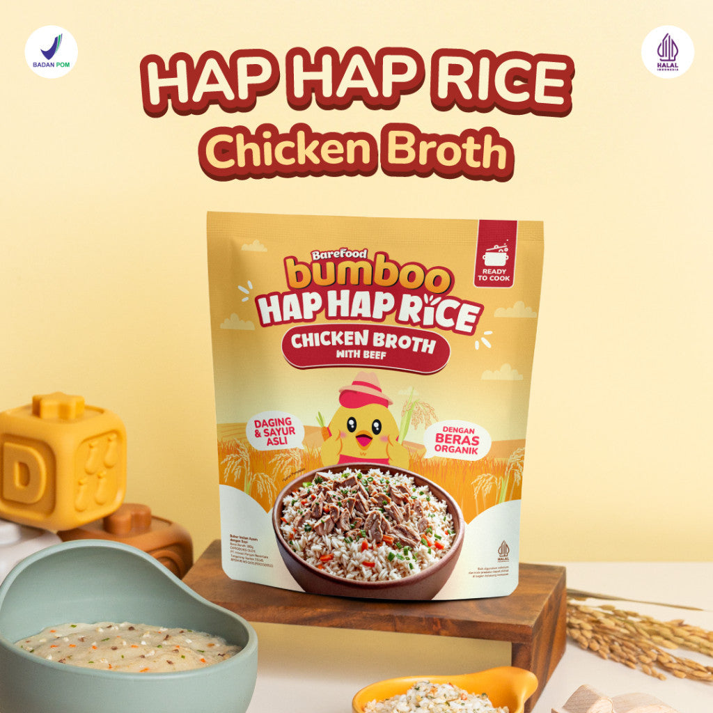 BUMBOO Hap Hap Rice - 100% Beras Organik Tanpa Pestisida - Double Protein Hewani - Bahan Alami - Tanpa Pengawet