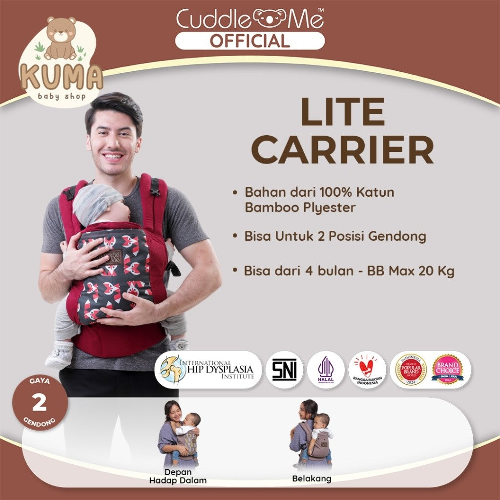LITE CARRIER MOTIF Gendongan Bayi Depan Belakang SSC Praktis, Aman Nyaman SNI Cuddle Me