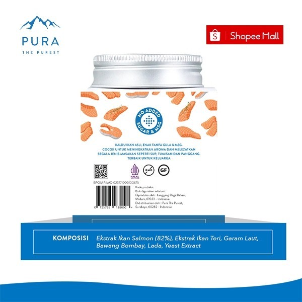 Pura Kaldu Asli | Bumbu Kaldu Salmon (100gr) - Salmon Seasoning Powder - Kaldu Mpasi - BB Boster - No Msg - No Gula - Kaldu Serbaguna