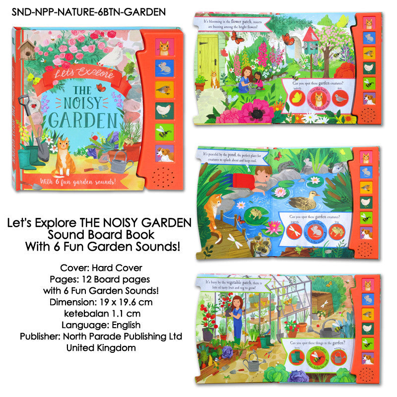 [NPP] Let's Explore THE NOISY GARDEN / JUNGLE / OCEAN / WOOD Sound Board Book With 6 Fun Sounds!