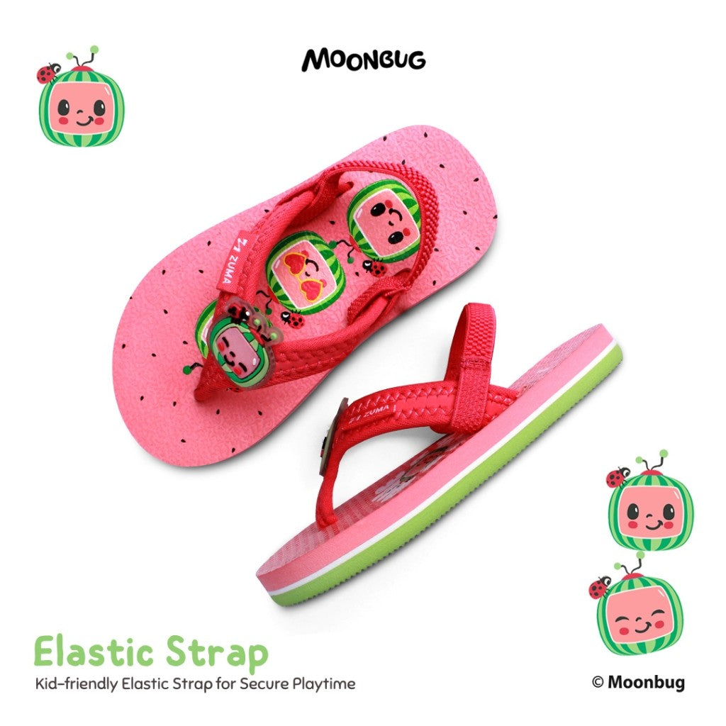Zuma Baby Cocomelon 2 Red Green, Sandal Jepit Bayi Karet Tali Belakang, Merah Hijau