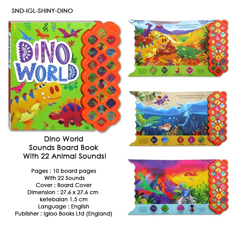 Dino World Sounds/Noisy Jungle Board Book With 22 Animal Sounds! [Igloo Books]