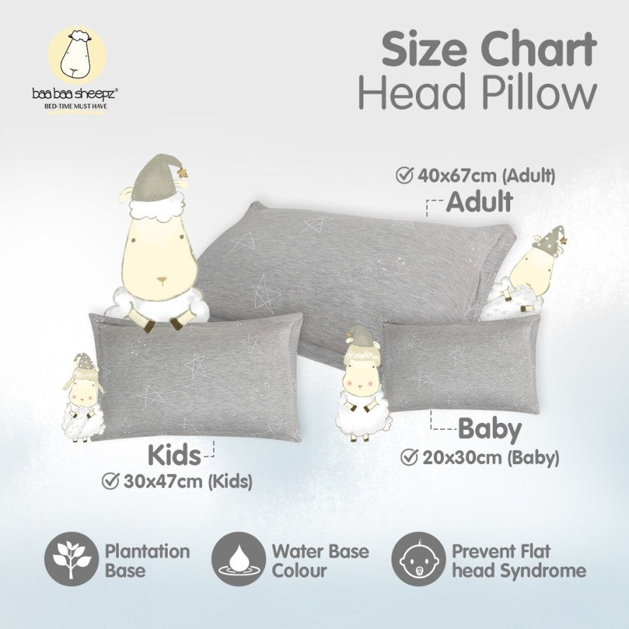 Baabaasheepz Head Pillow Big Star Sheepz Grey / White / Bantal Kepala Anak