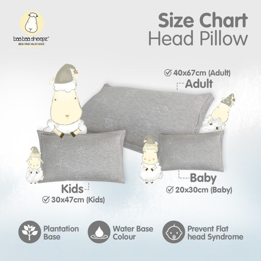 Baabaasheepz Head Pillow Big Star Sheepz Grey / White / Bantal Kepala Anak