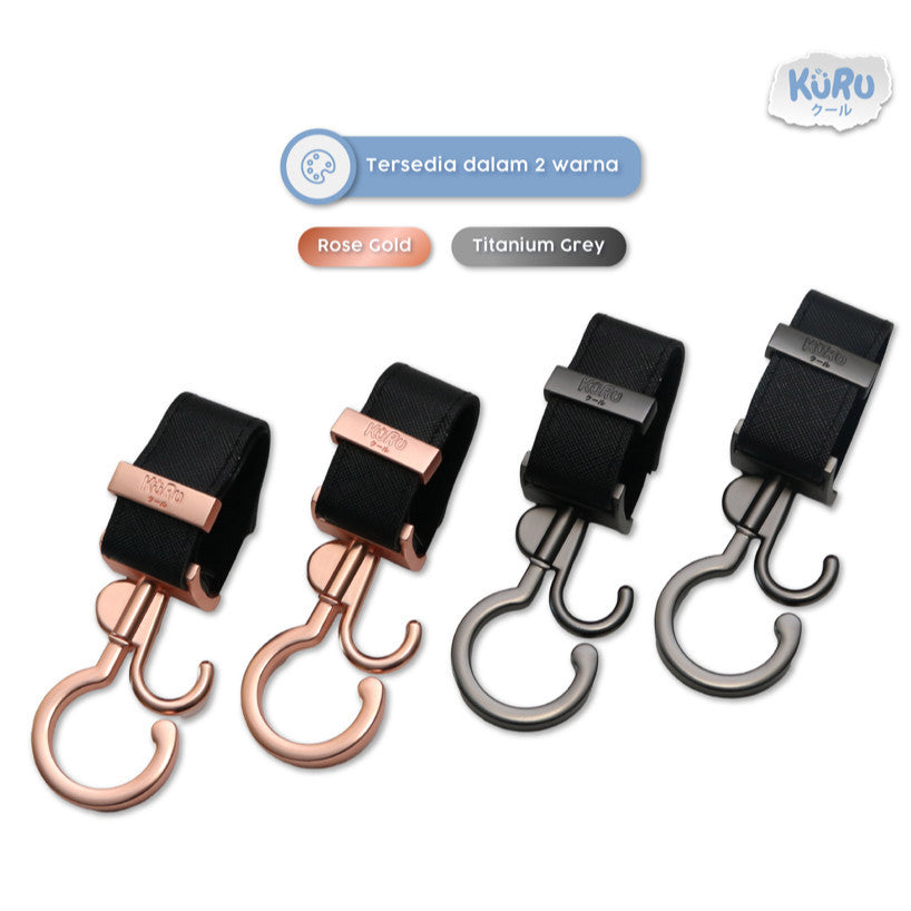 KURU On The Go Metal Stroller Hook Clips | Gantungan Stroller Hooks Premium 2 pcs